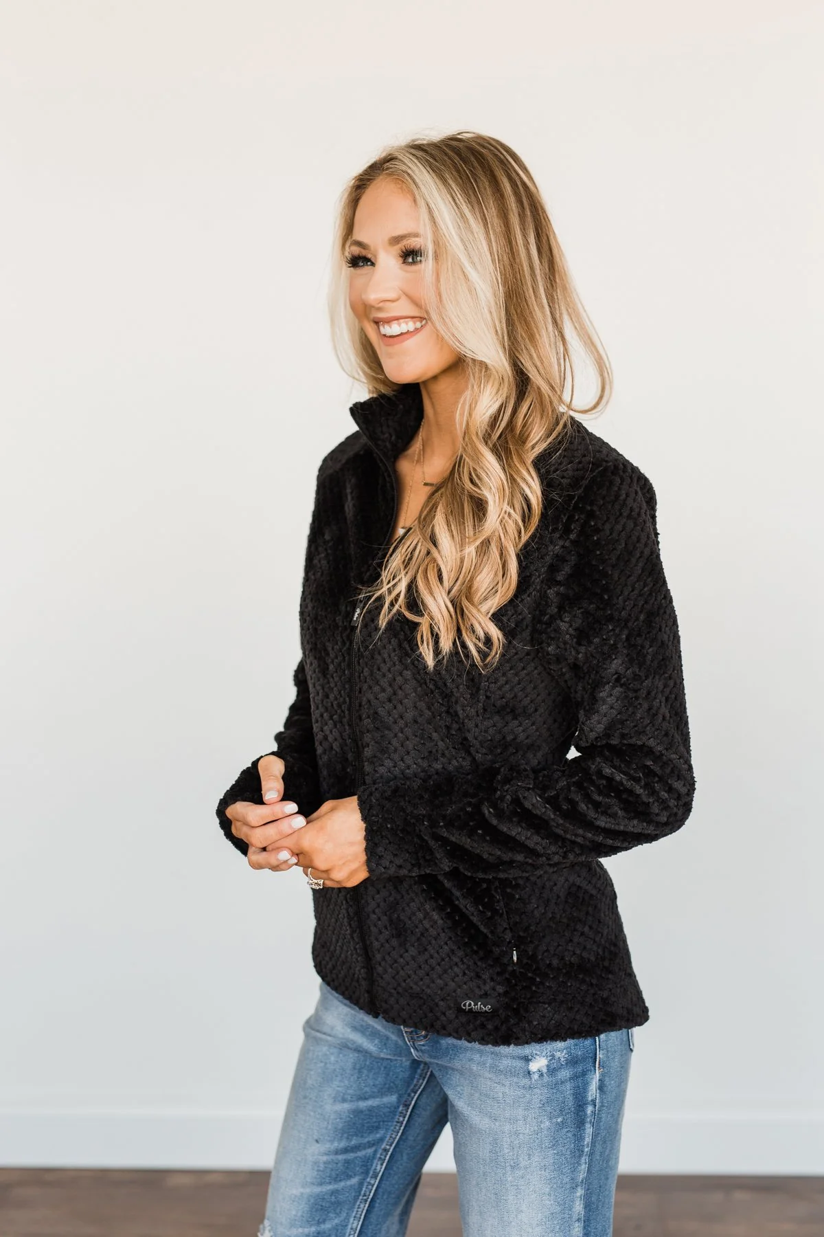 Heartfelt Wishes Zip Up Sherpa- Black - Image 9