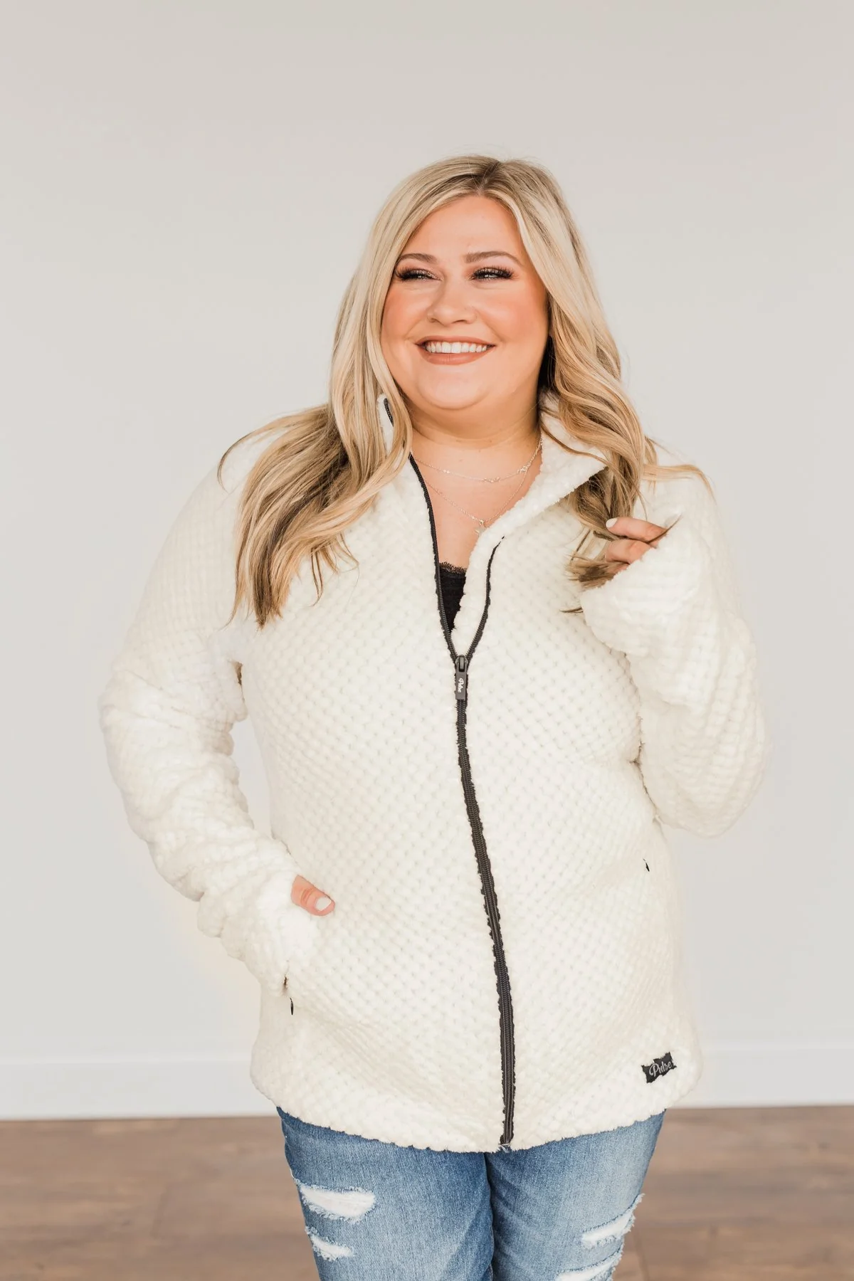 Heartfelt Wishes Zip Up Sherpa- Ivory - Image 2