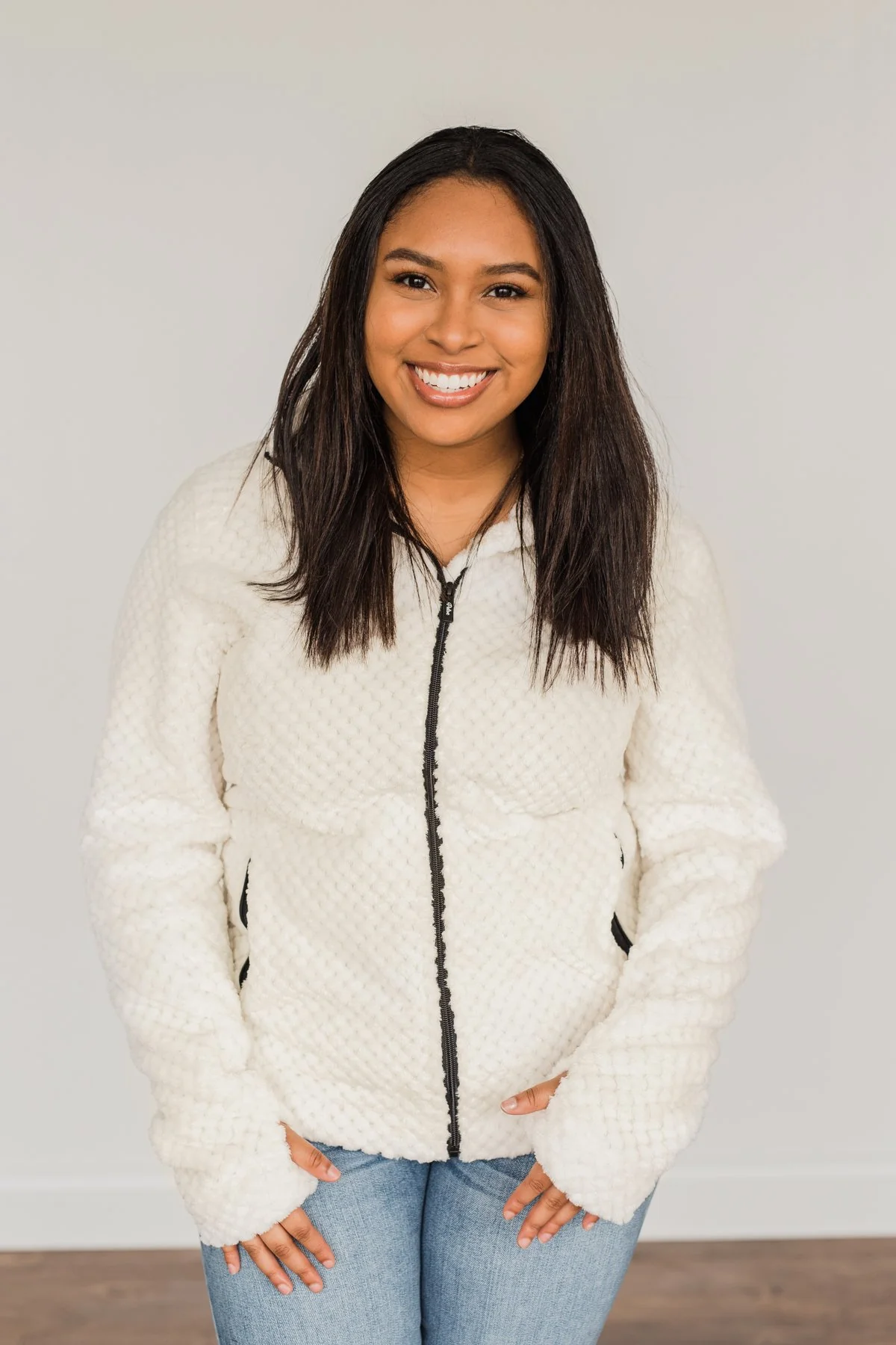 Heartfelt Wishes Zip Up Sherpa- Ivory - Image 6