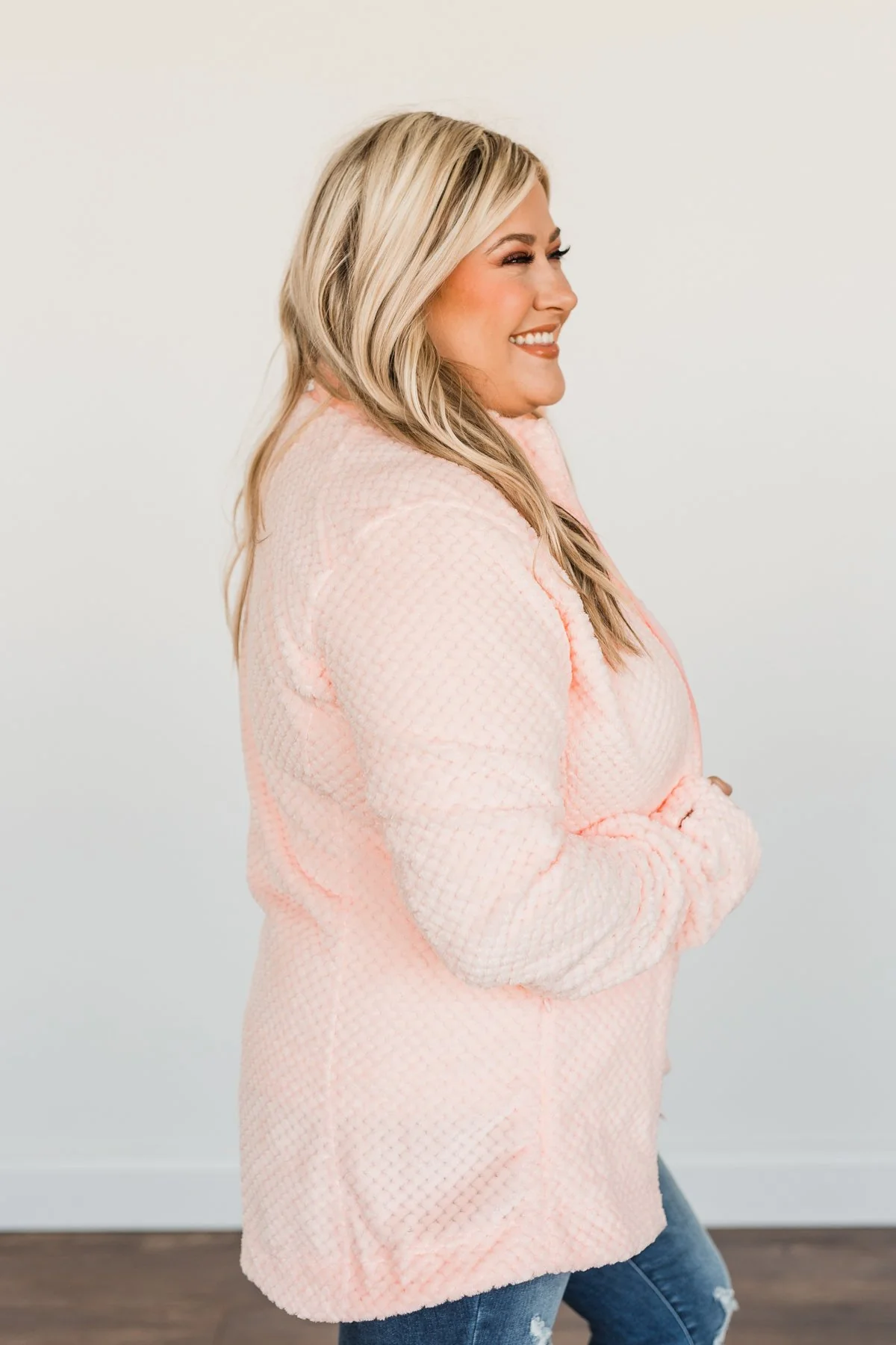 Heartfelt Wishes Zip Up Sherpa- Light Peach - Image 9