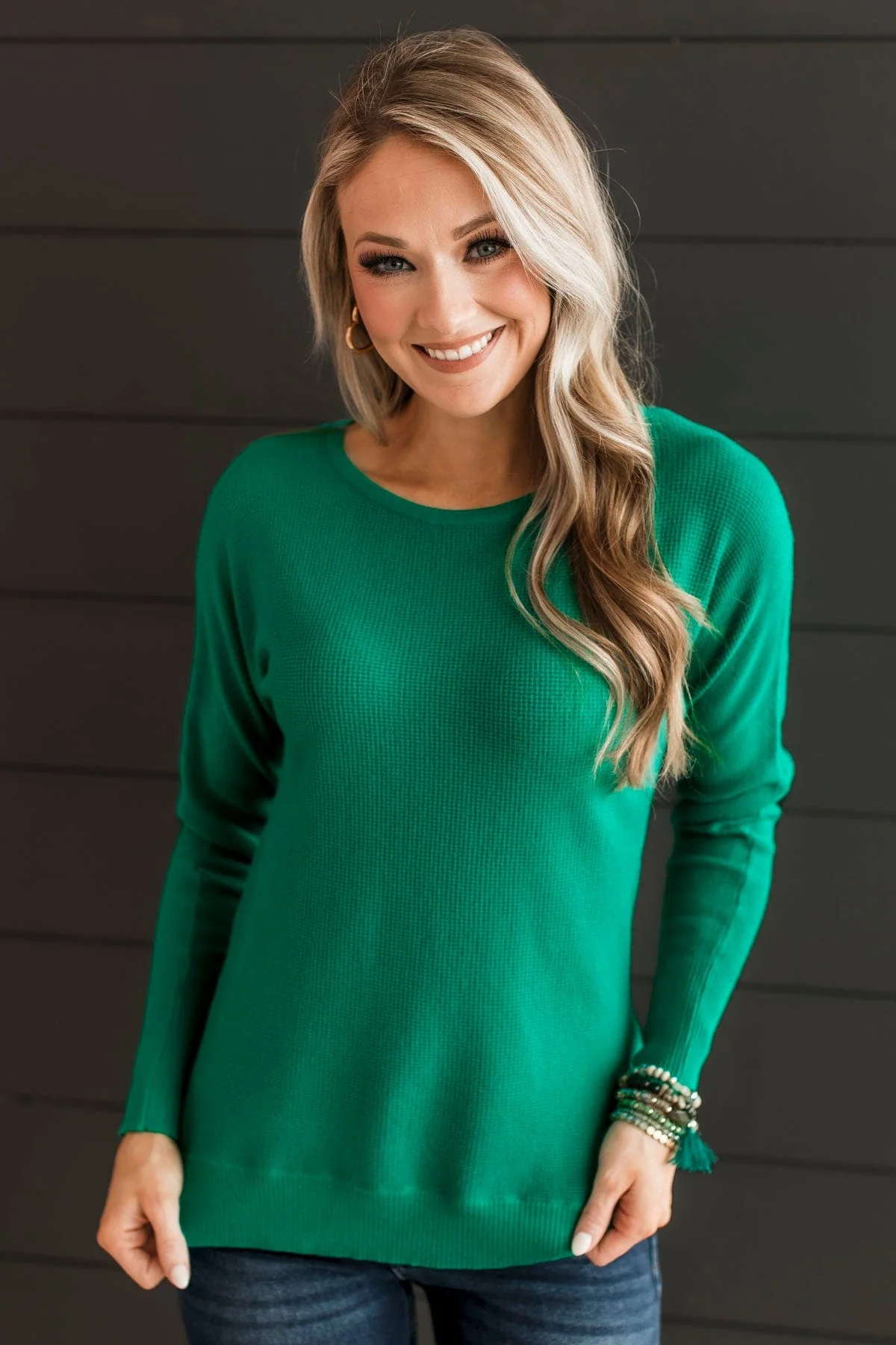 Hearts Beat Together Knit Sweater- Emerald - Image 2