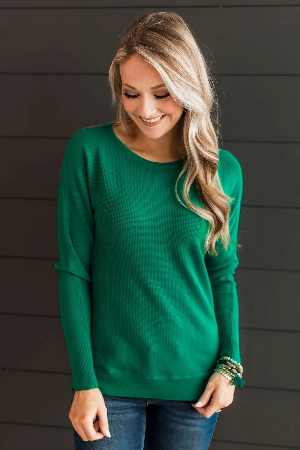 Hearts Beat Together Knit Sweater- Emerald - Image 4