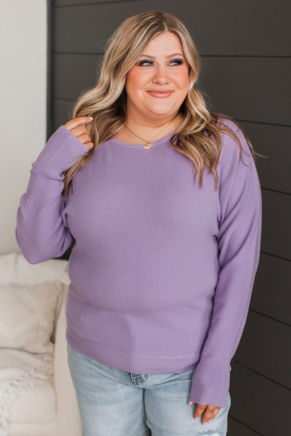 Hearts Beat Together Knit Sweater- Lavender - Image 4