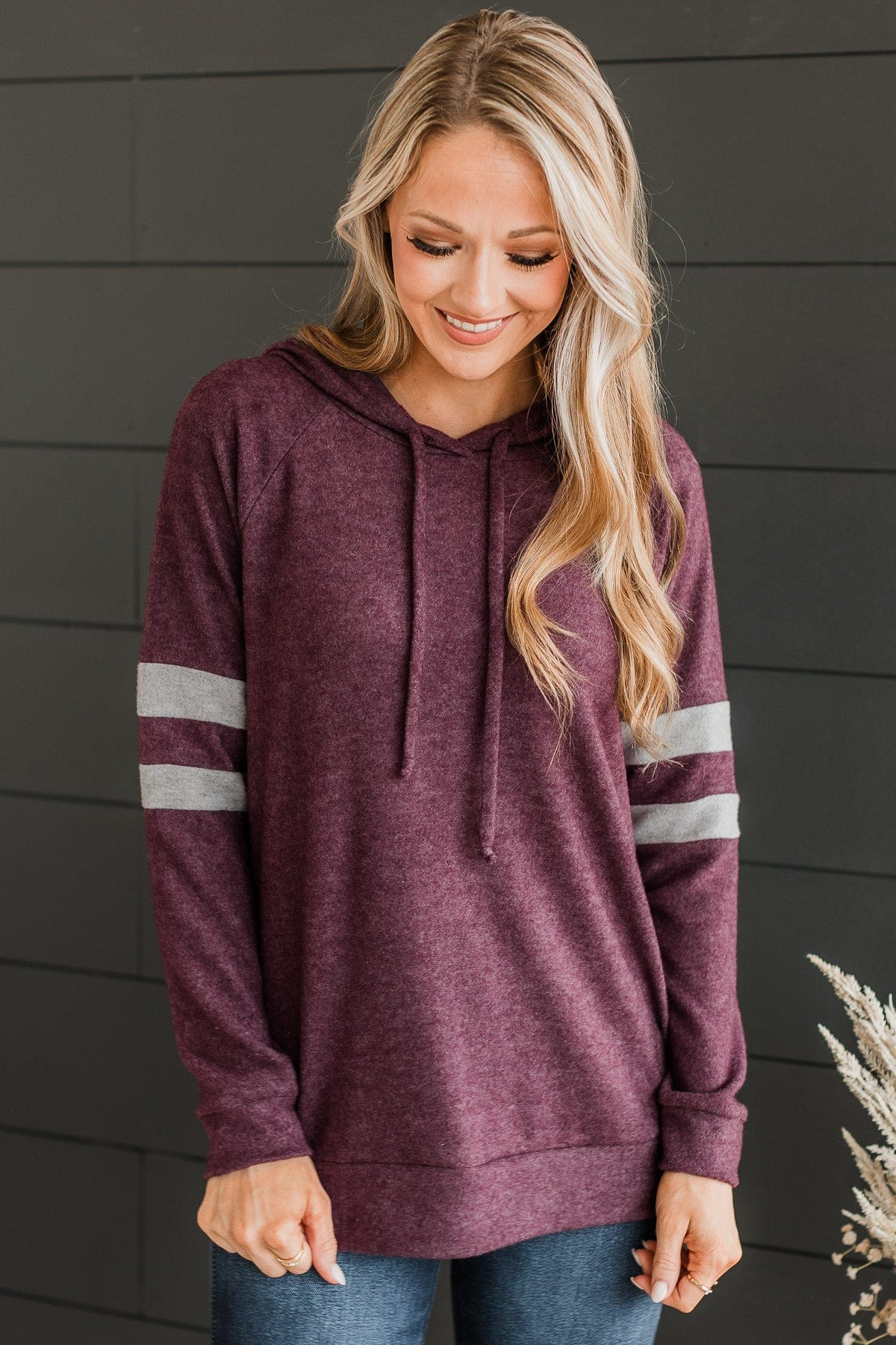 Hearts Delight Hooded Knit Top- Plum - Image 4