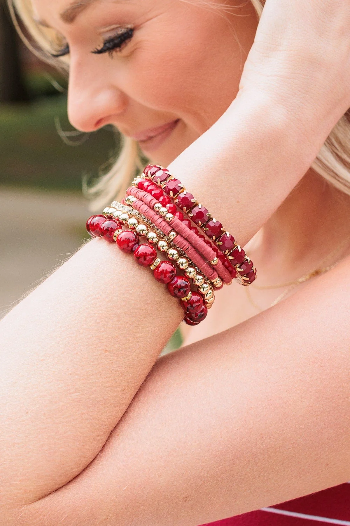 Heat Of The Moment Bracelet Set- Ruby Red - Image 2