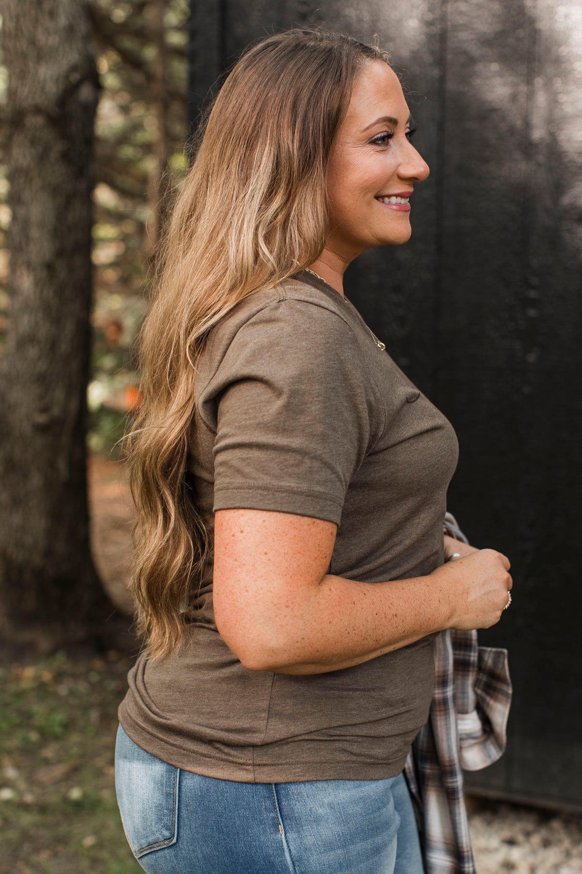 "Hello Fall" Leaf Graphic Tee- Brown - Image 7