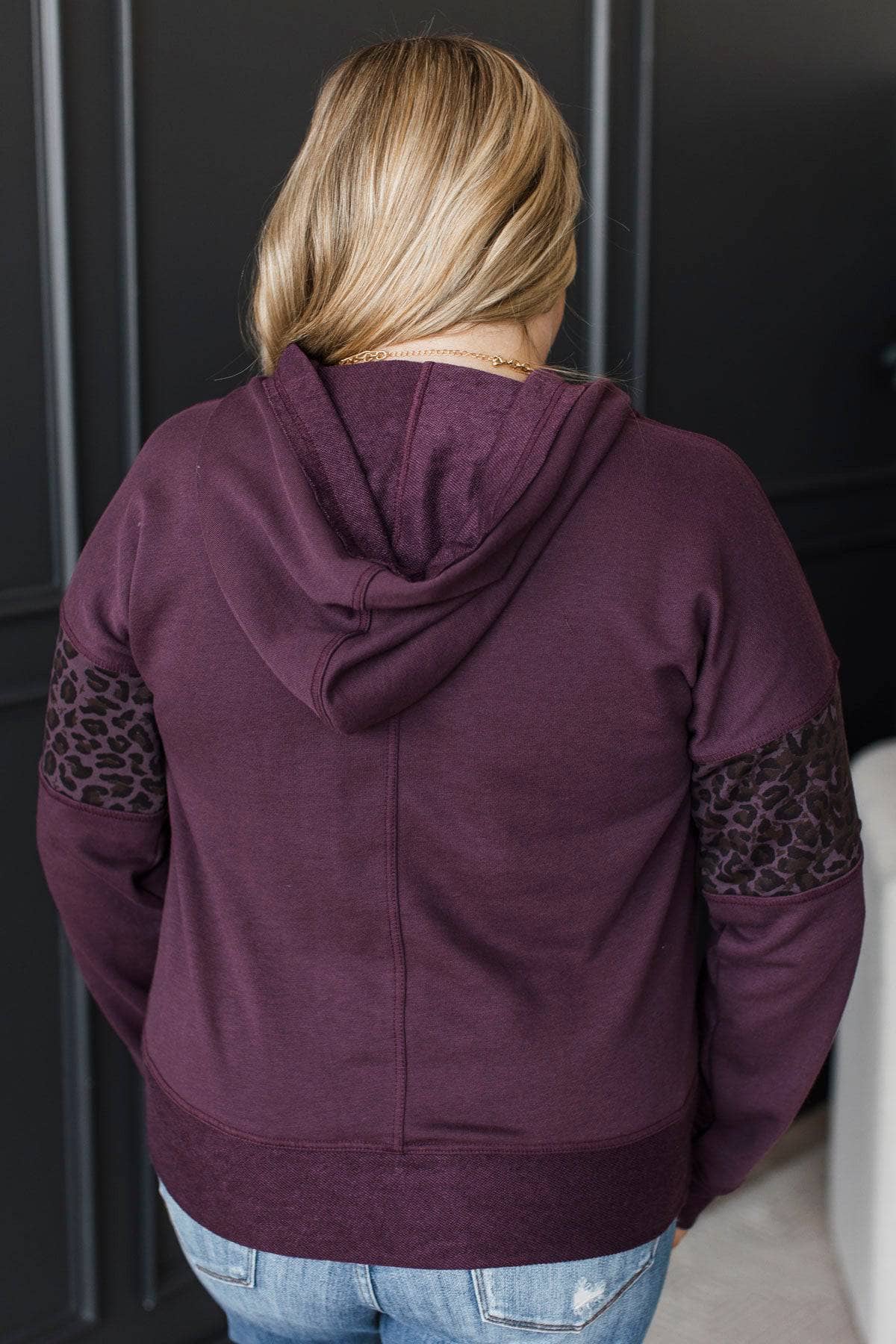 Hello There Fabric Block Hoodie- Plum - Image 8