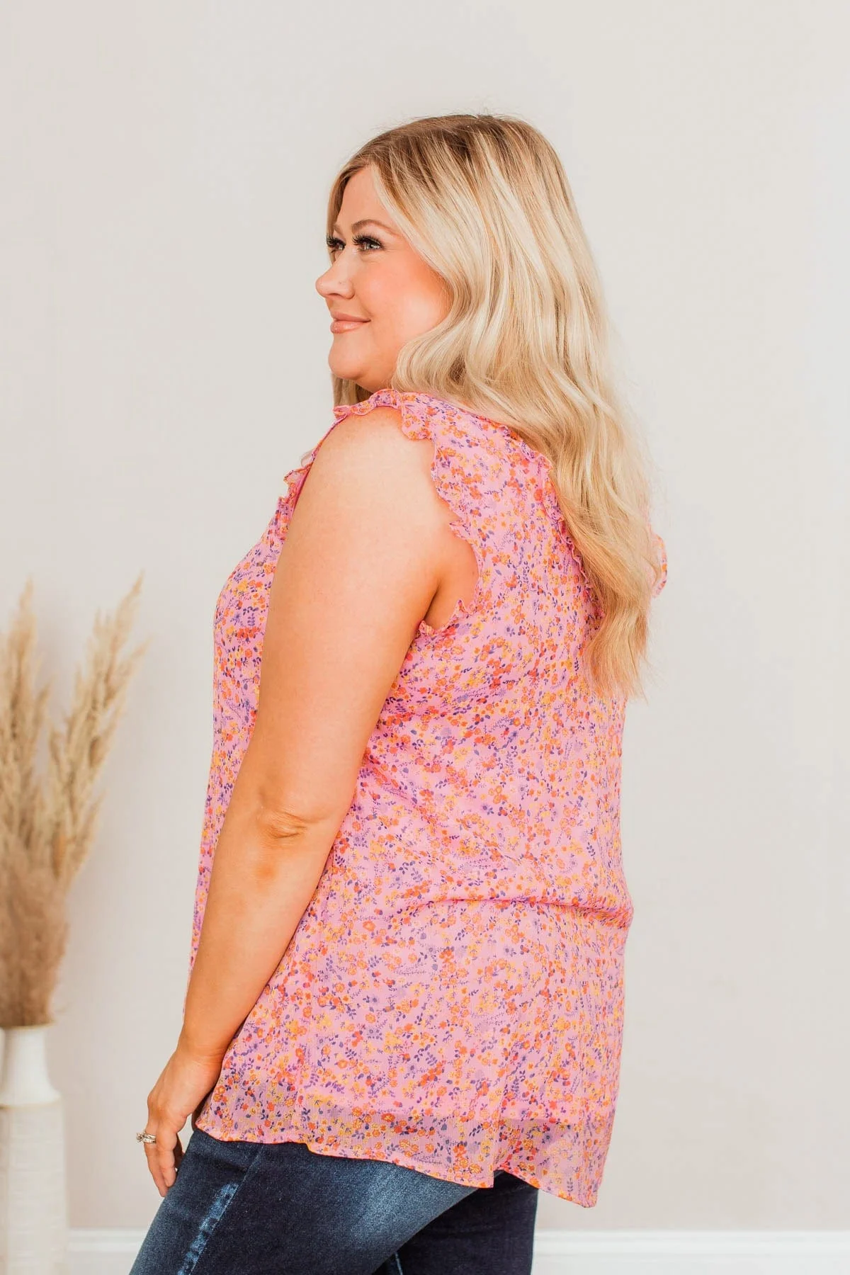 Here And Now Floral Tank Top- Pink - Image 9