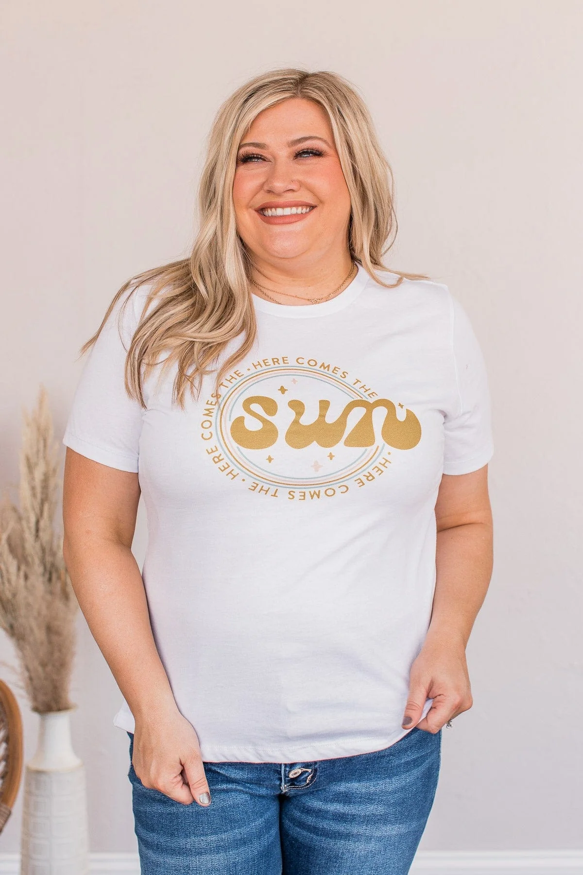 "Here Comes The Sun" Graphic Tee- White - Image 7
