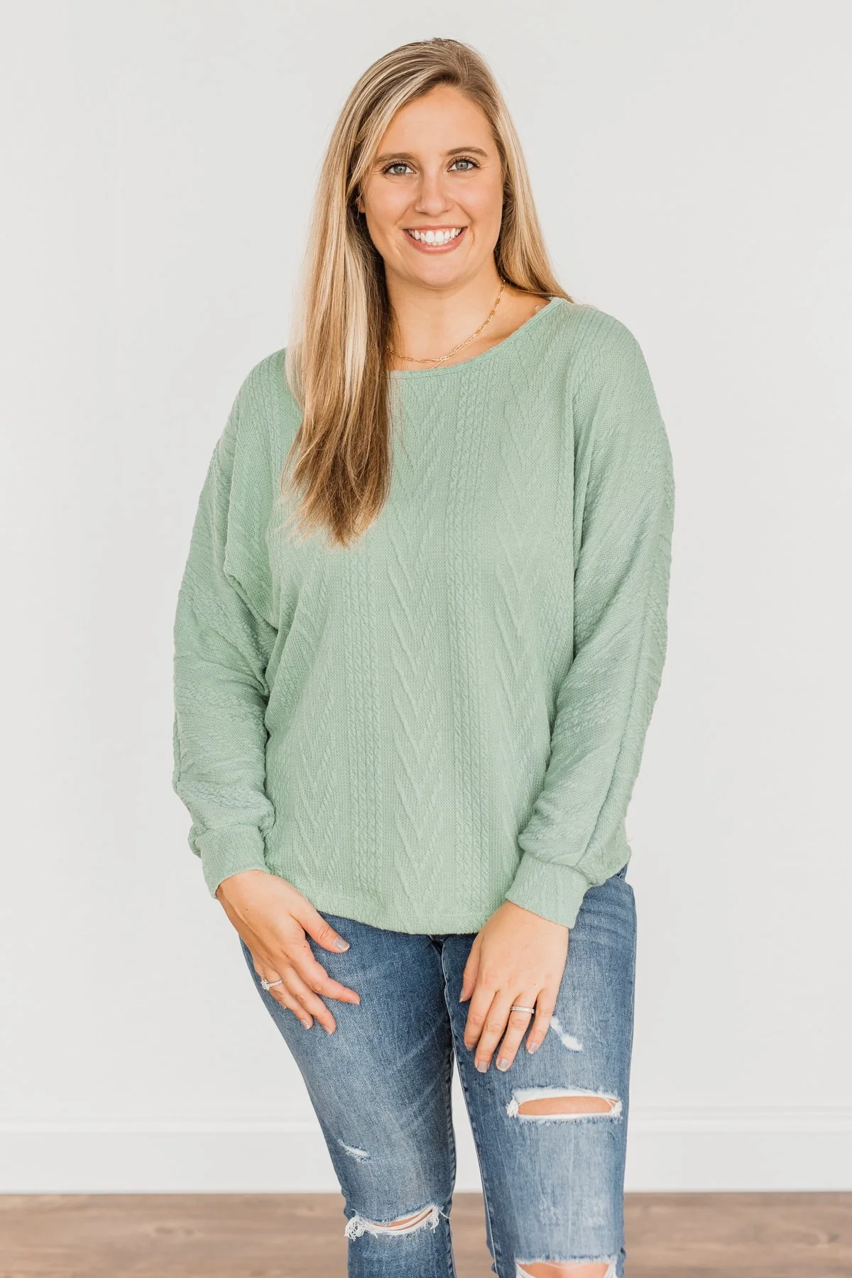 Here For A Good Time Knit Sweater- Sage - Image 5