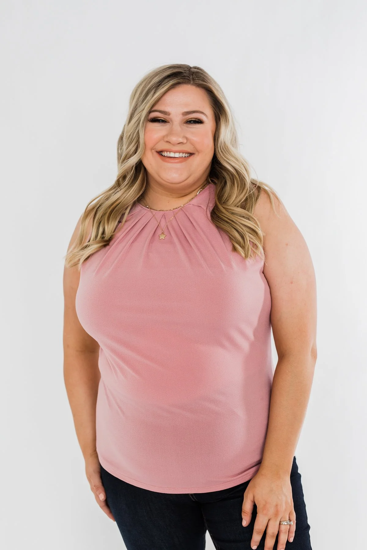 Here I Am Sleeveless Blouse- Dusty Pink - Image 3