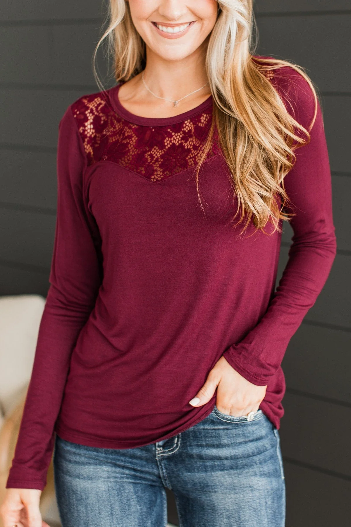 Here To Impress Knit Top- Burgundy - Image 3