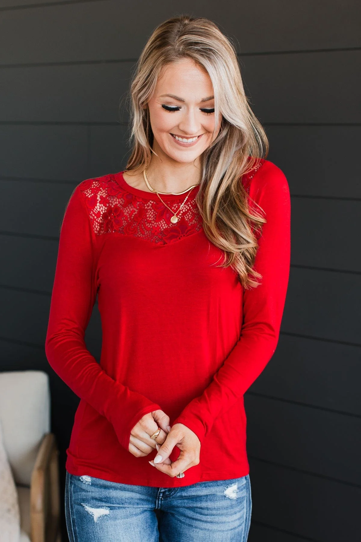 Here To Impress Knit Top- Red - Image 3