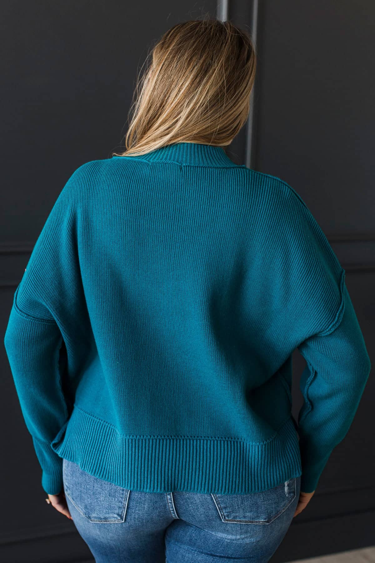 Here To Stay Ribbed Knit Sweater- Dark Teal - Image 7