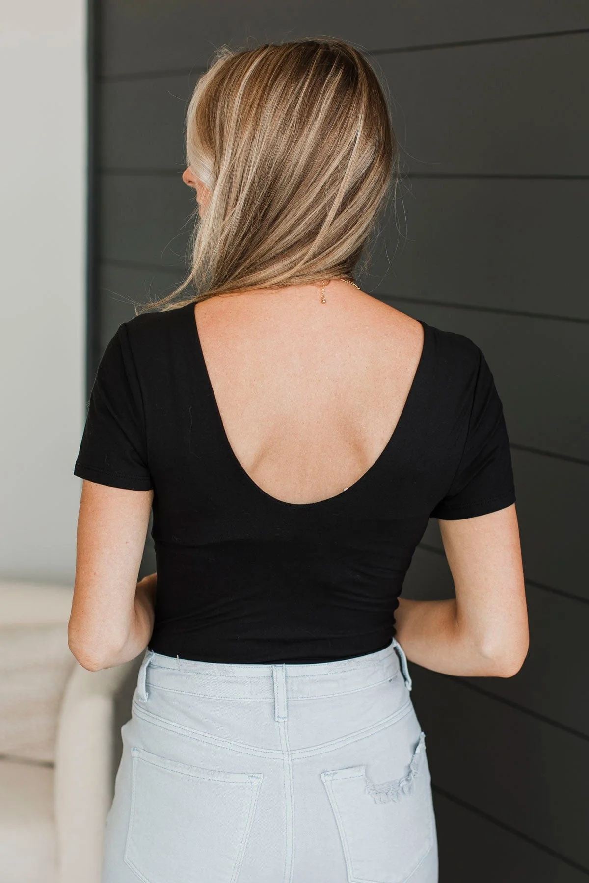 Here We Go Square Neck Bodysuit- Black - Image 7