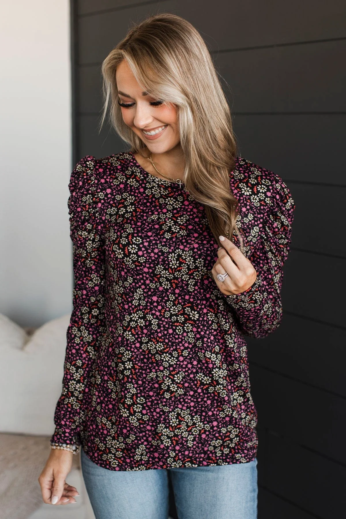 Here's To Forever Floral Top- Black