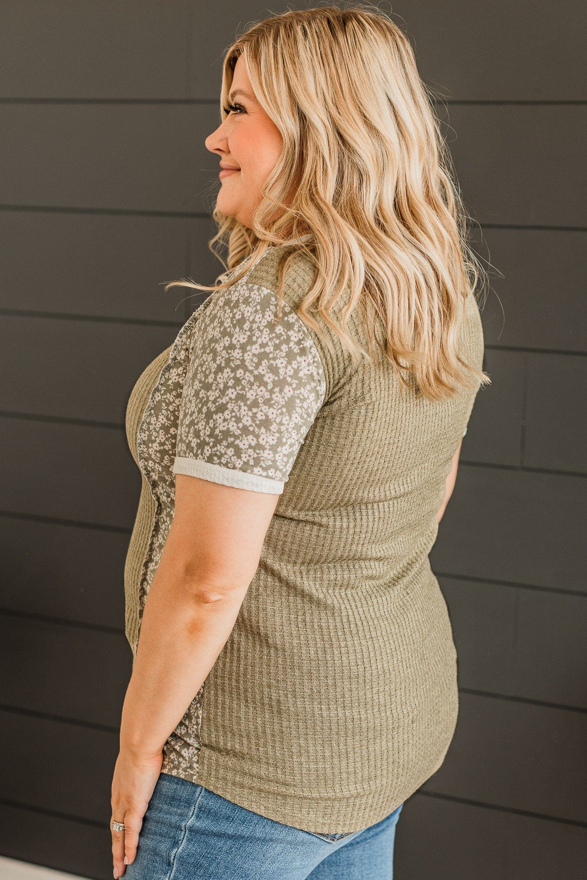 Here's To Us Color Block Top- Olive - Image 5
