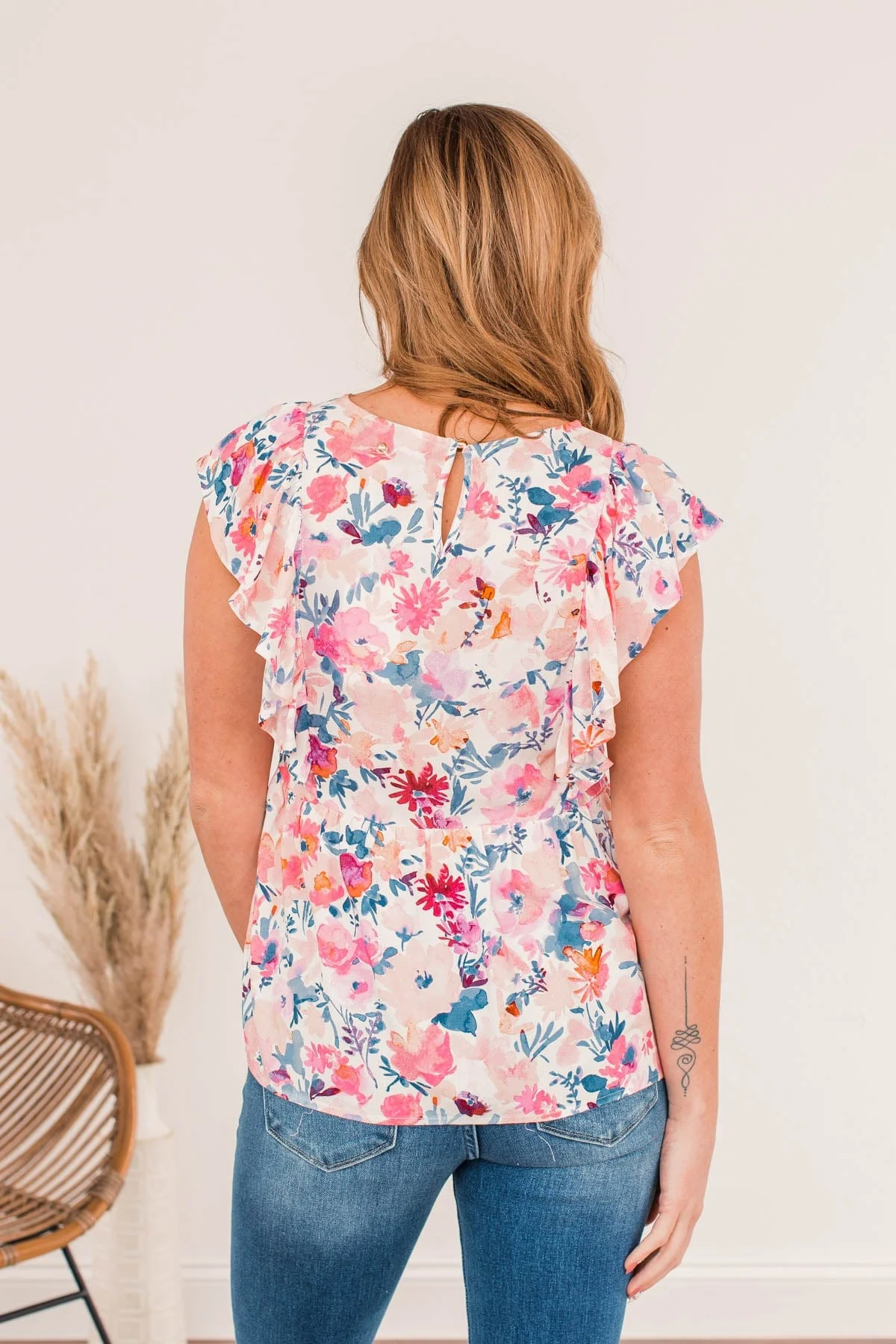 Hey There Cutie Flutter Sleeve Tank- Blush - Image 12