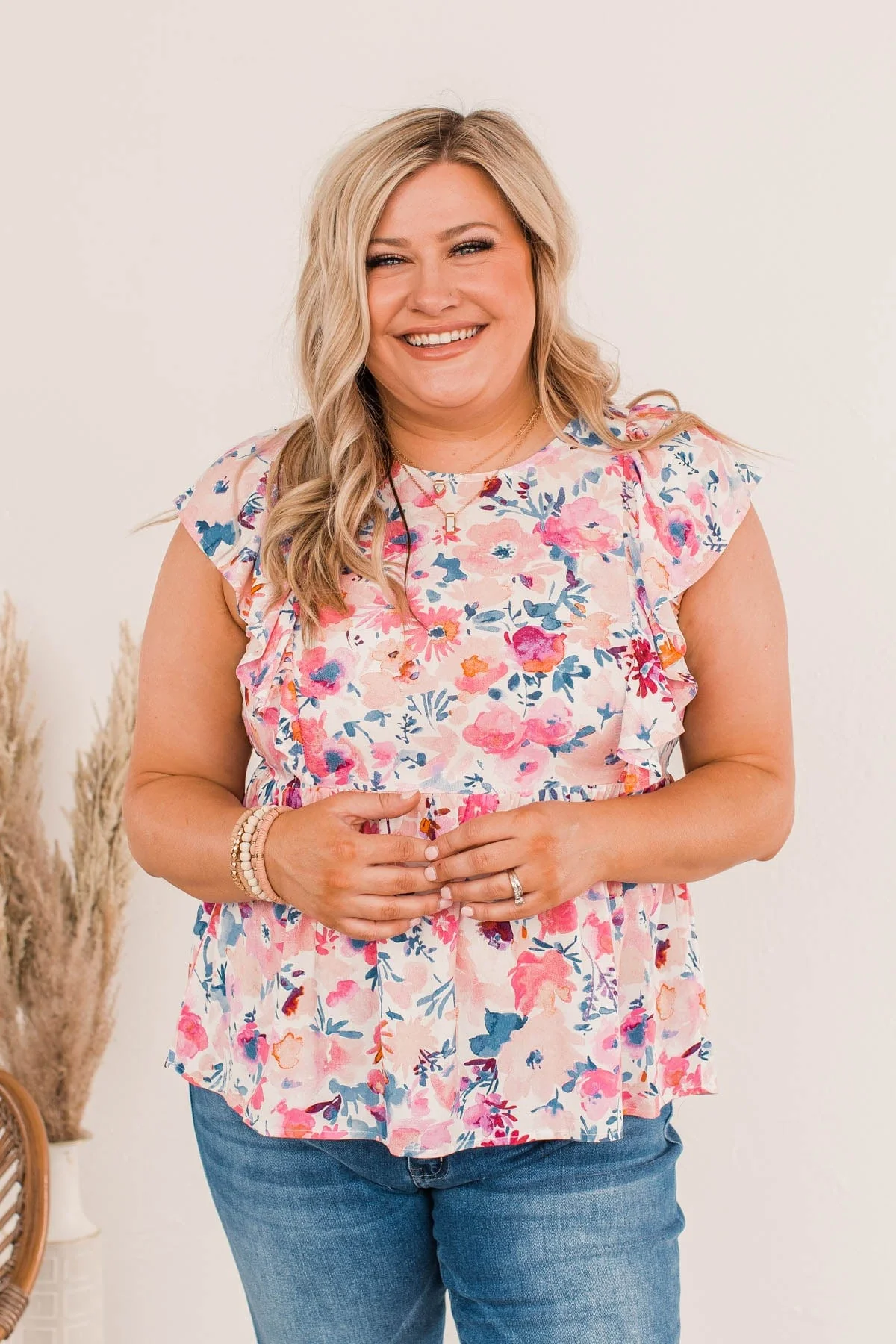 Hey There Cutie Flutter Sleeve Tank- Blush - Image 5