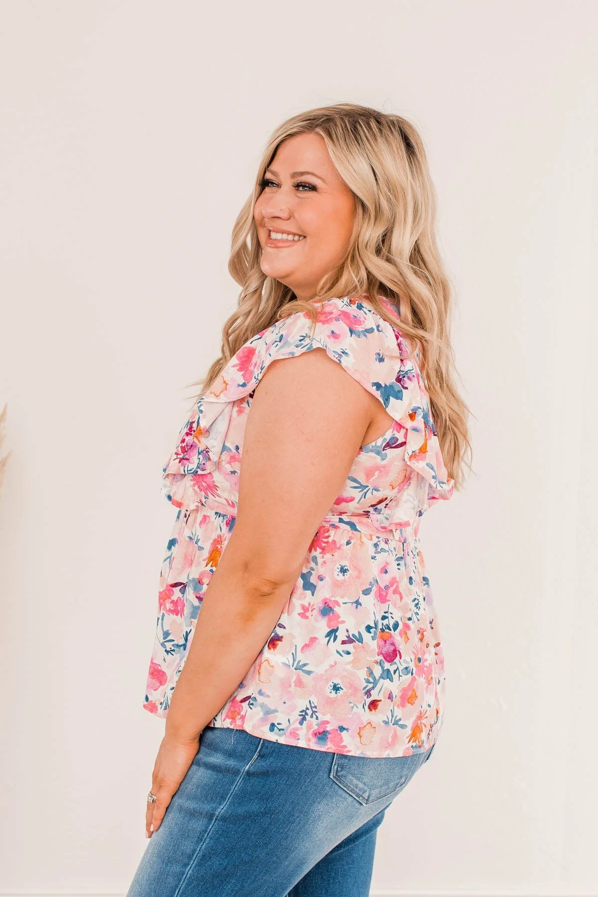Hey There Cutie Flutter Sleeve Tank- Blush - Image 9