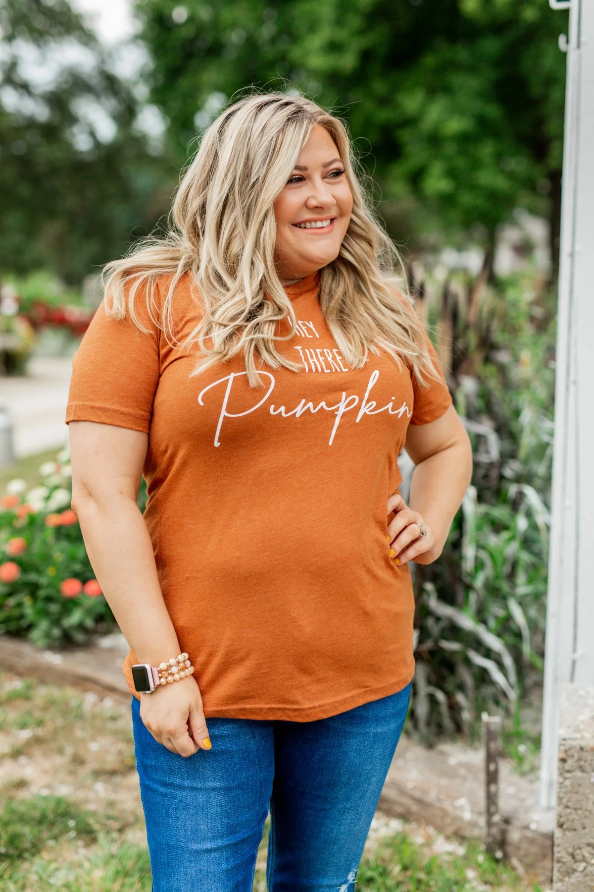 "Hey There Pumpkin" Graphic Tee- Copper - Image 5