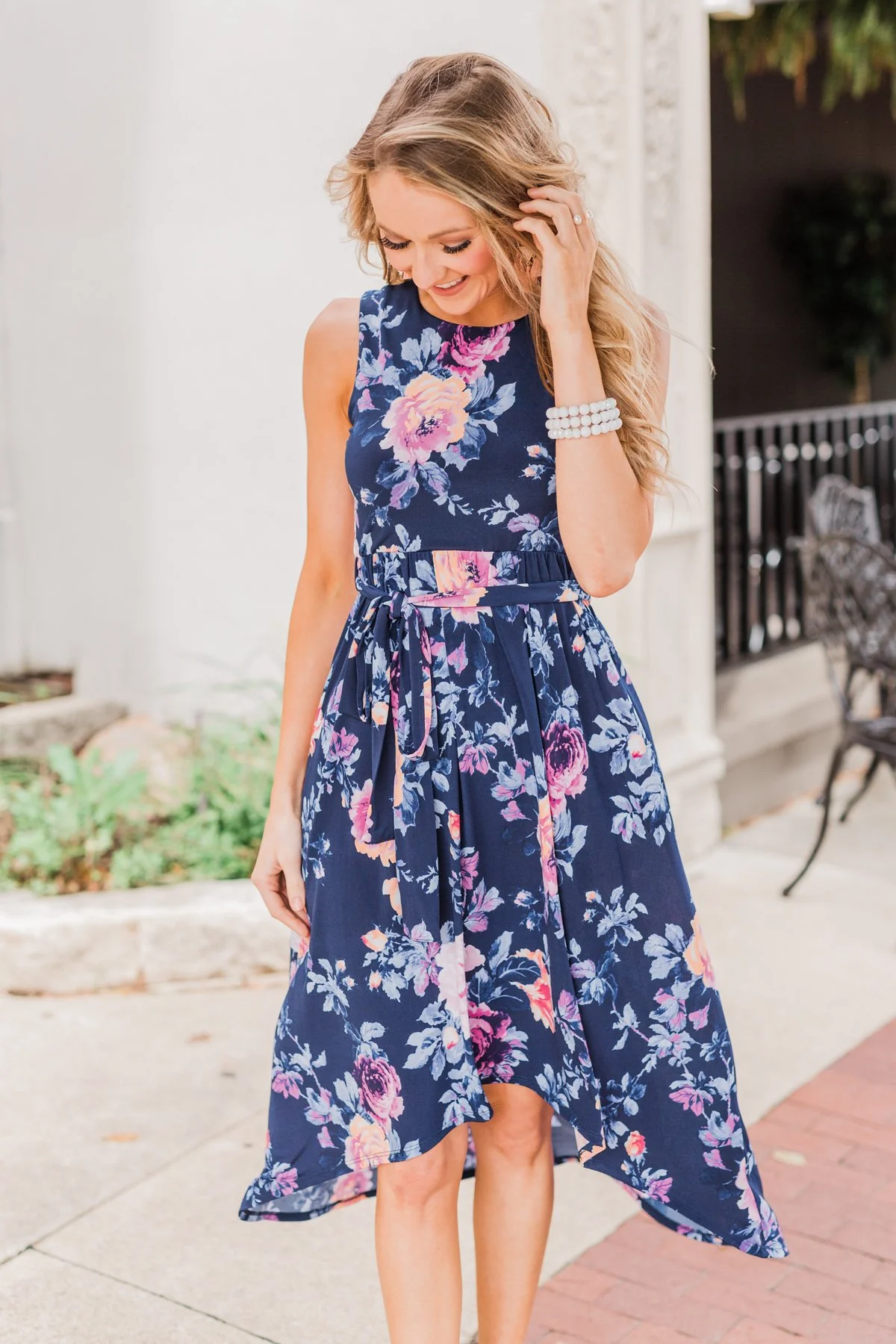 What if I Stay Hi-Lo Floral Maxi Dress- Navy - Image 10