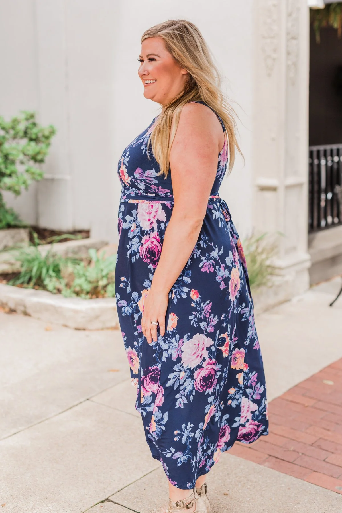 What if I Stay Hi-Lo Floral Maxi Dress- Navy - Image 11