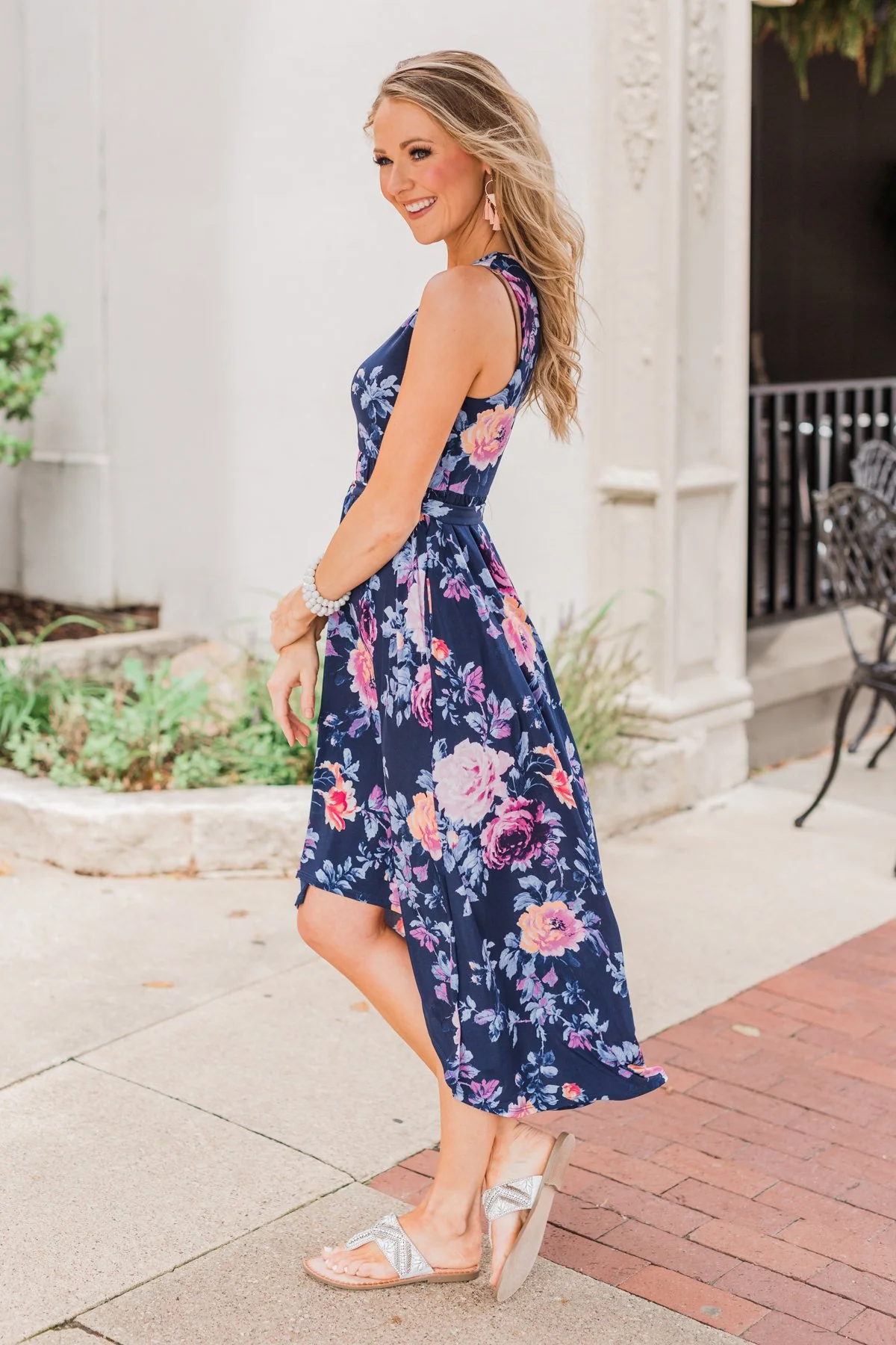 What if I Stay Hi-Lo Floral Maxi Dress- Navy - Image 12