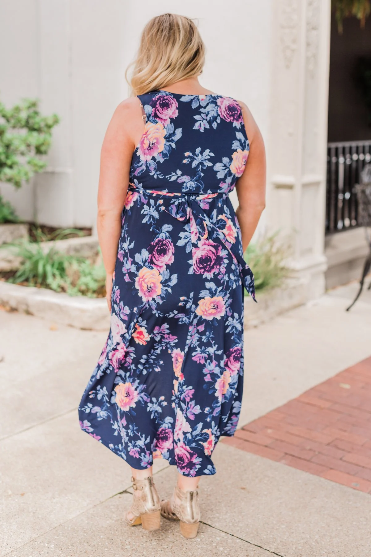What if I Stay Hi-Lo Floral Maxi Dress- Navy - Image 13