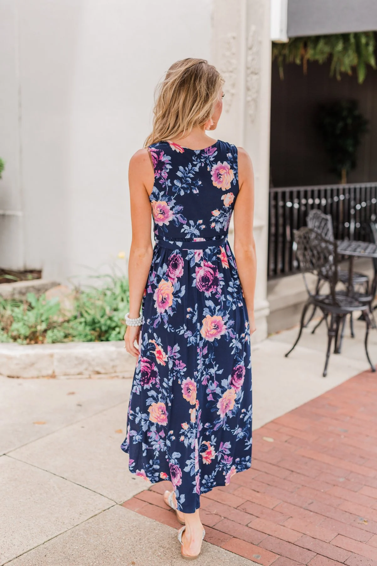 What if I Stay Hi-Lo Floral Maxi Dress- Navy - Image 14