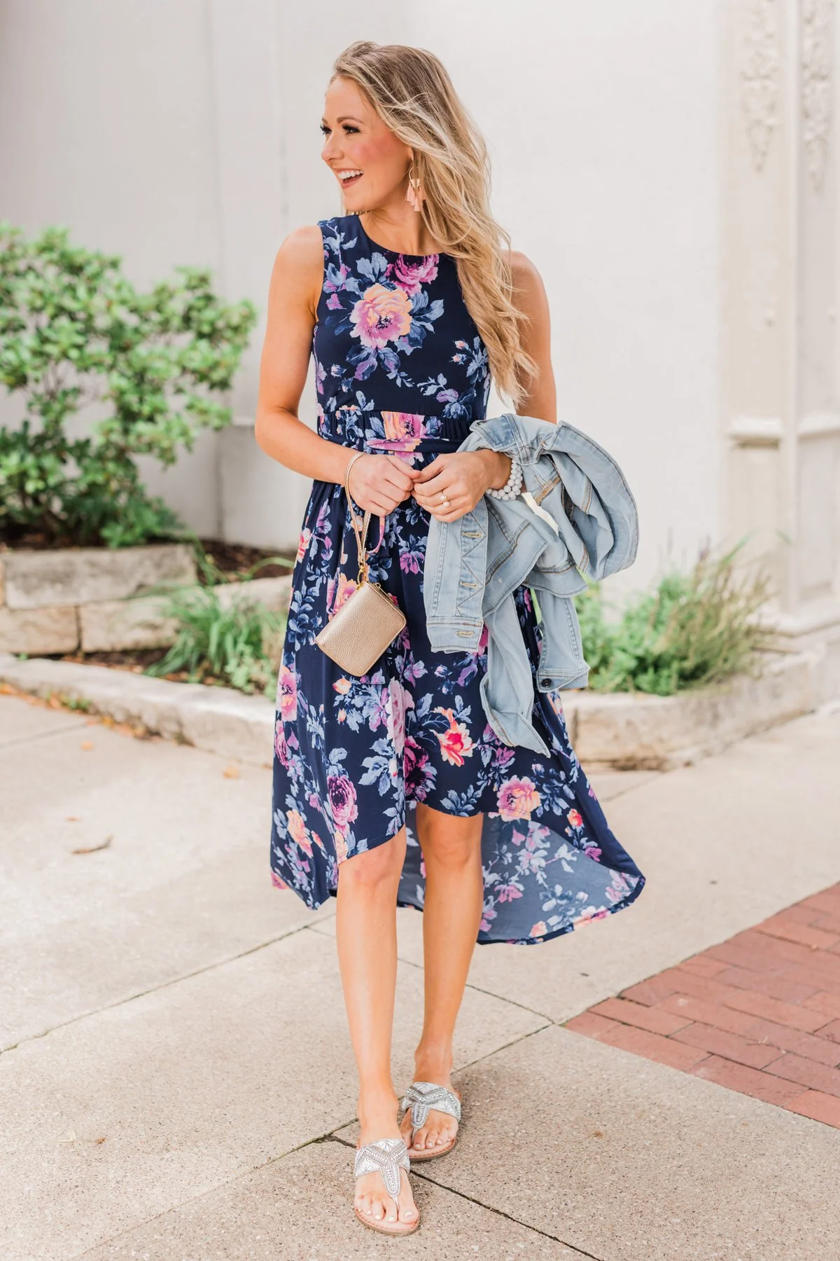 What if I Stay Hi-Lo Floral Maxi Dress- Navy - Image 4
