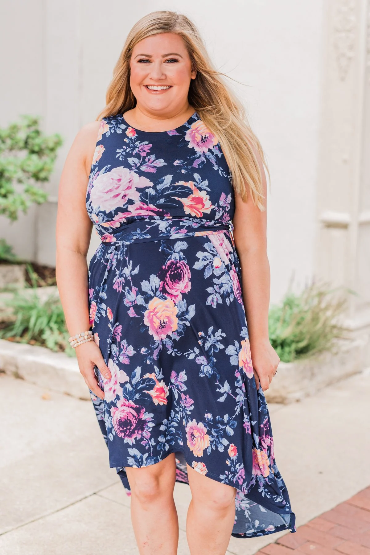 What if I Stay Hi-Lo Floral Maxi Dress- Navy - Image 5