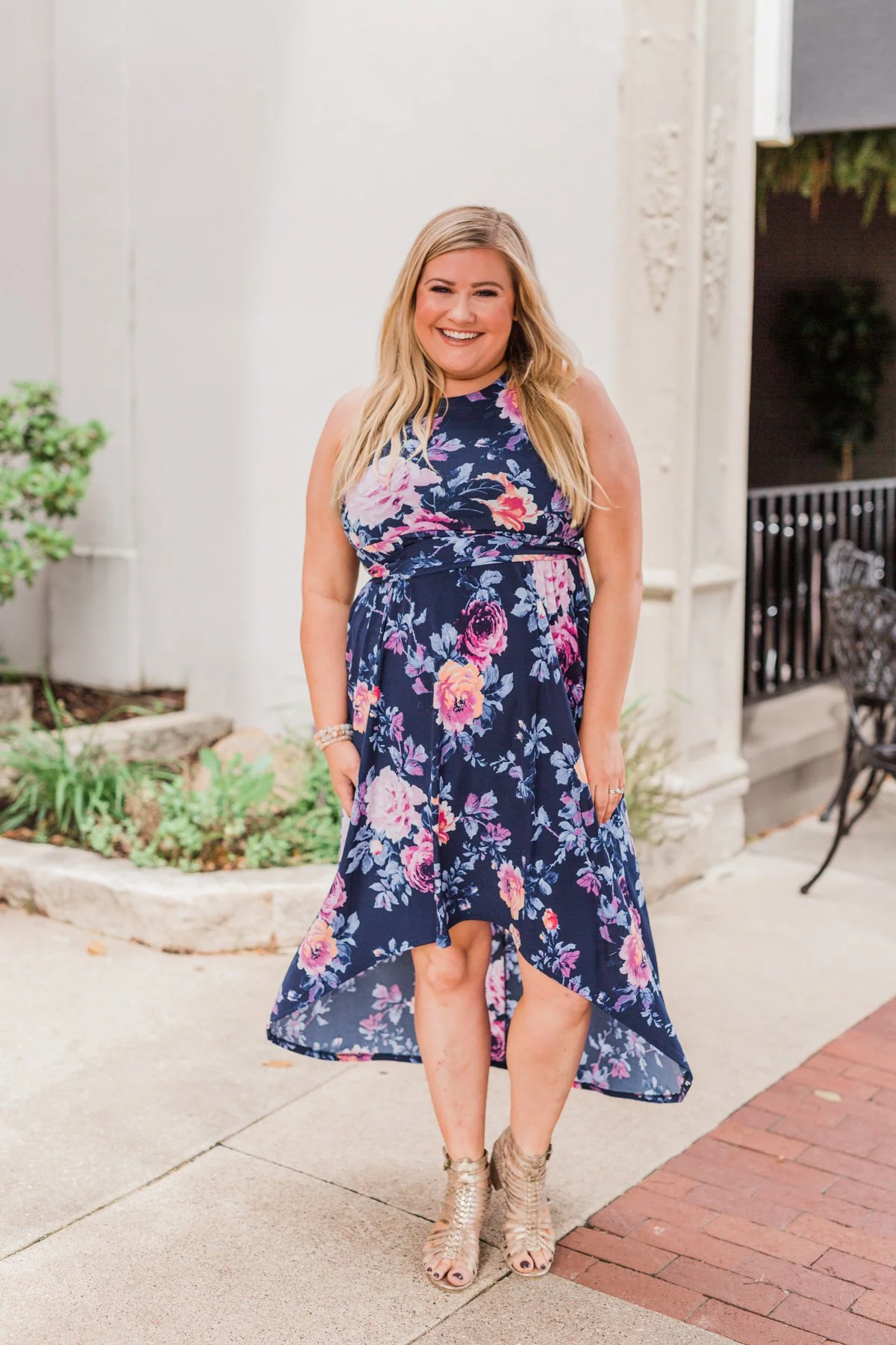 What if I Stay Hi-Lo Floral Maxi Dress- Navy - Image 7