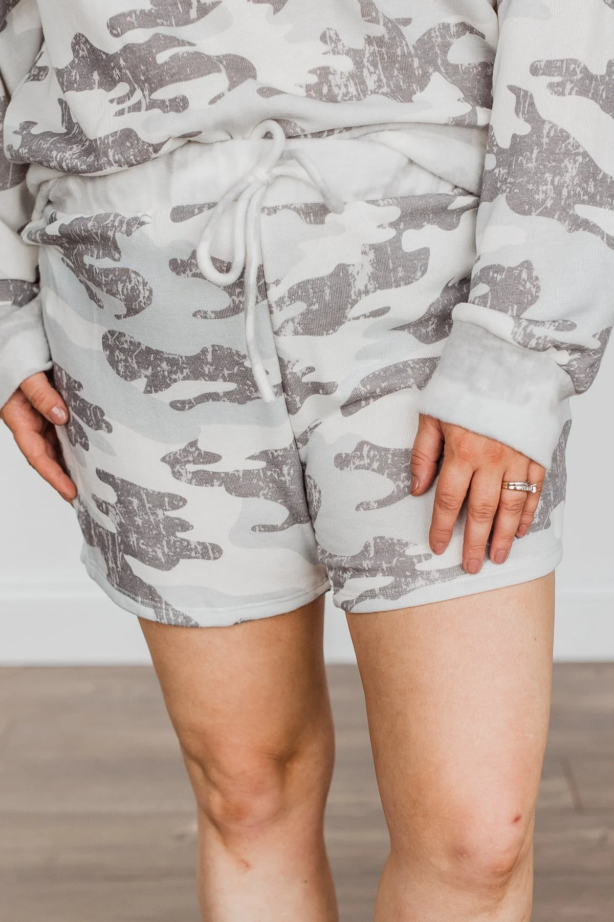 Hidden Beauty Lounge Shorts- Grey Camo - Image 2