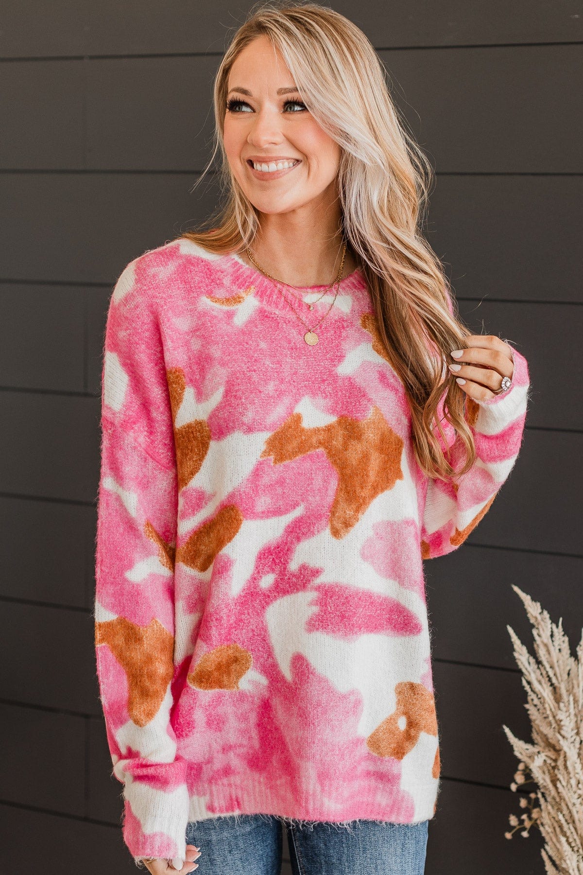 Hidden Treasure Knit Sweater- Ivory & Pink - Image 4