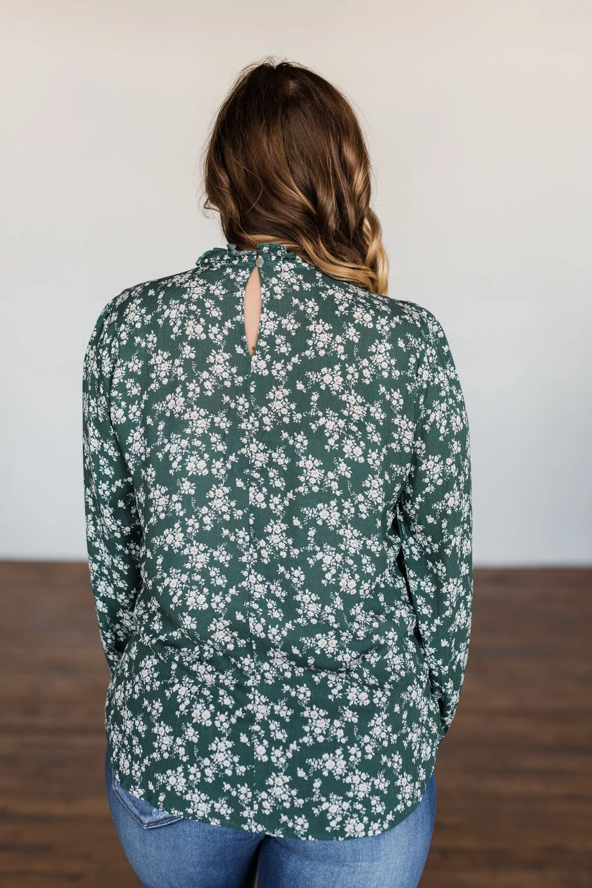 High Standards Floral Ruffle Blouse- Forest Green - Image 15