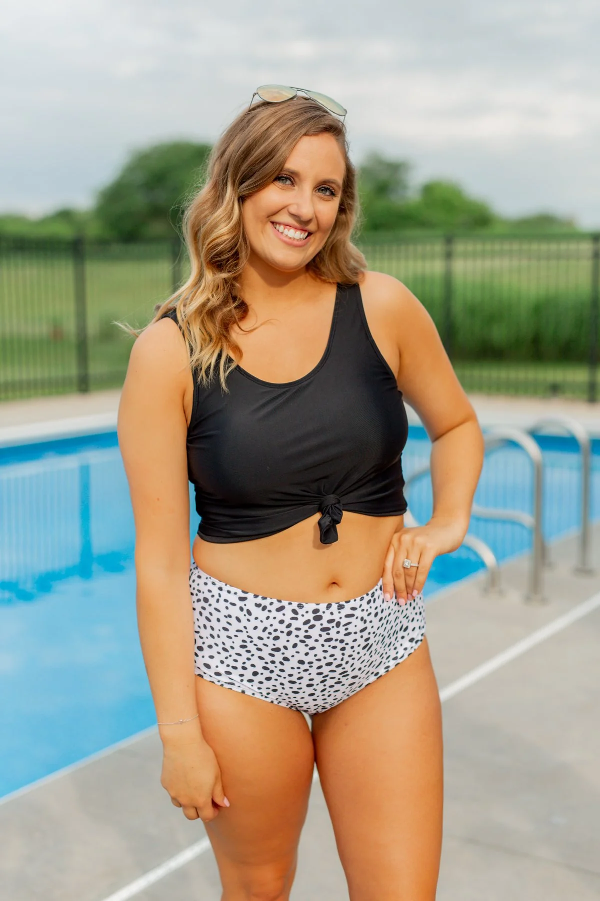 High Waisted Swimsuit Bottoms- Dalmatian Print - Image 11