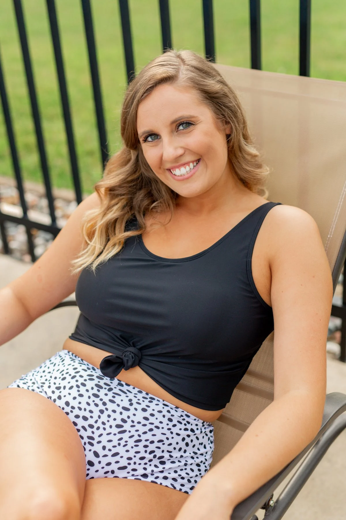 High Waisted Swimsuit Bottoms- Dalmatian Print - Image 4