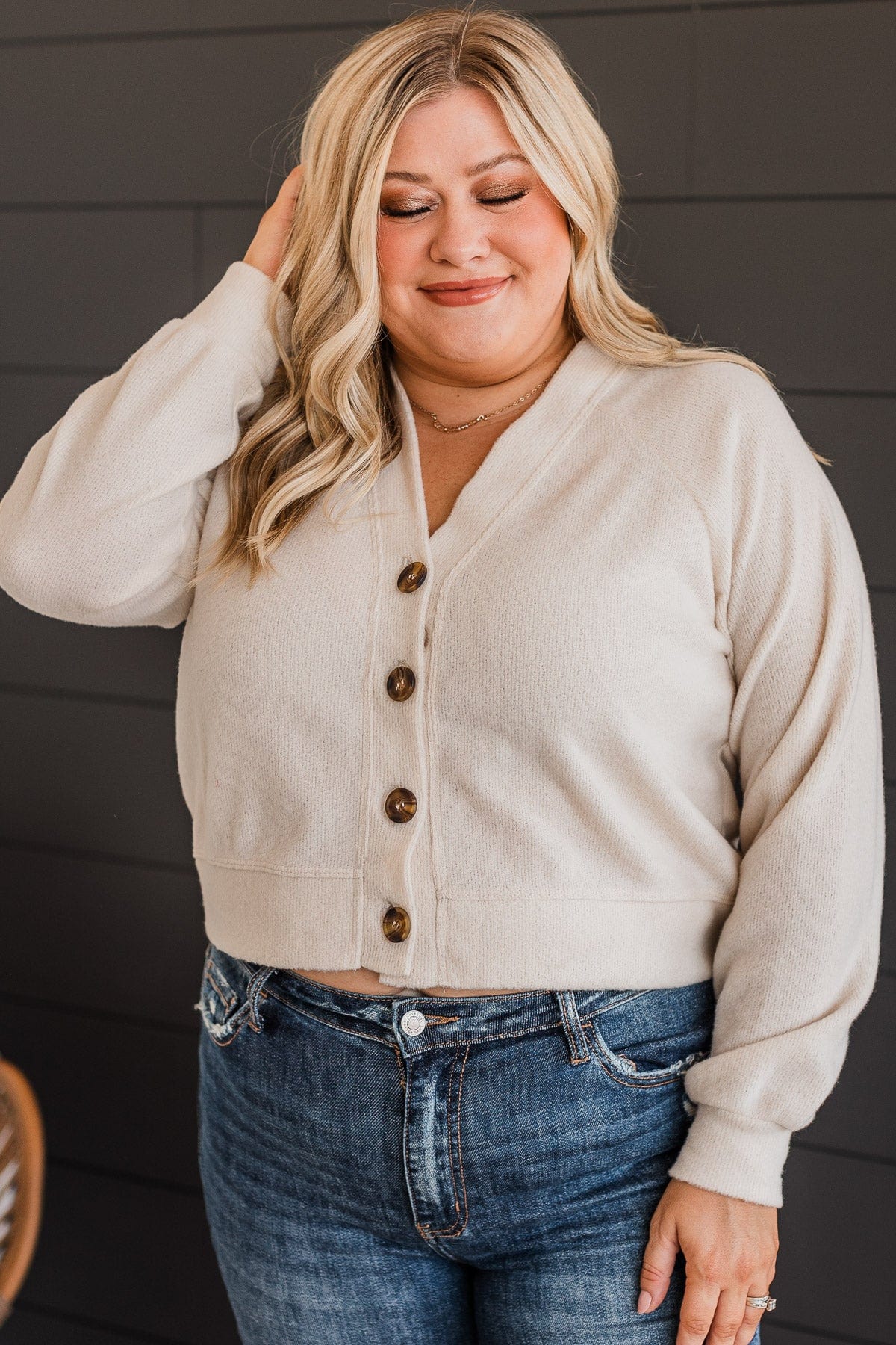 Highest Standards Button Cardigan- Cream - Image 4