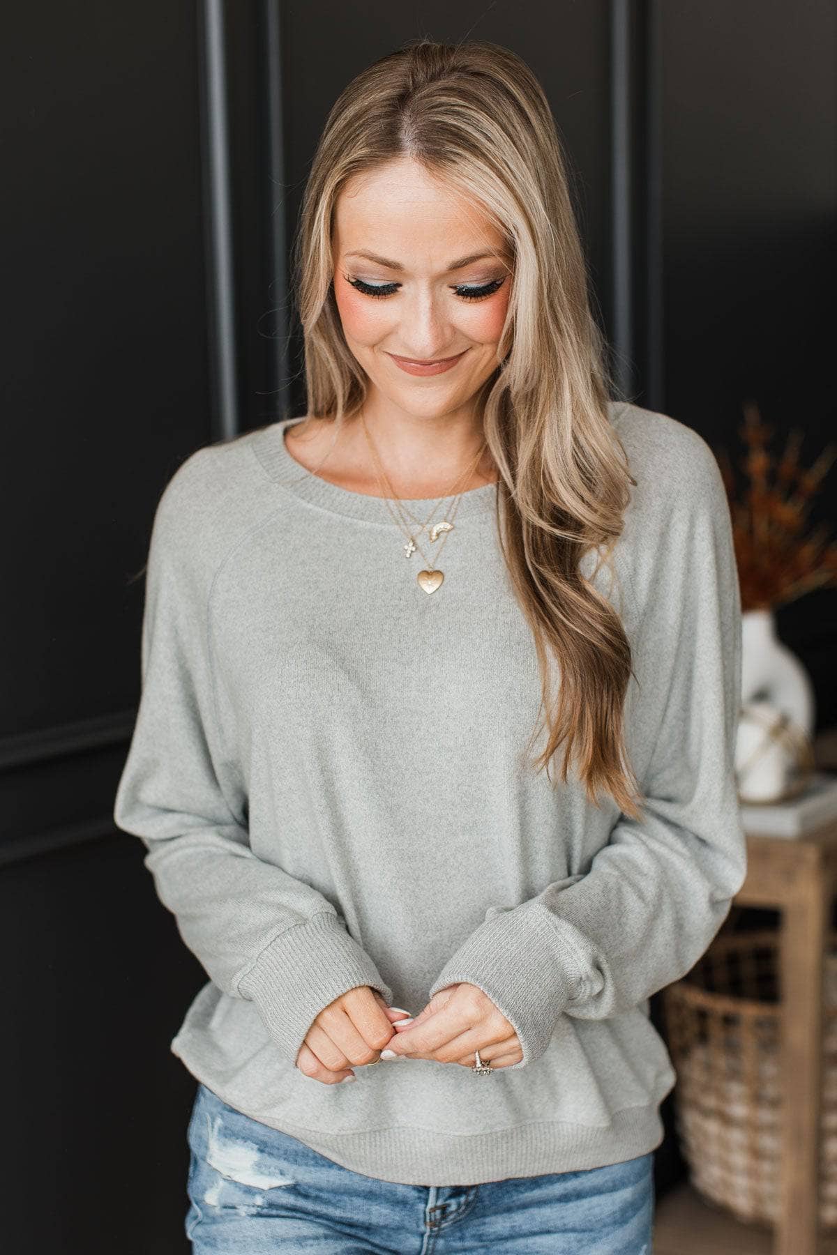 Highly Pleasing Long Sleeve Top- Heather Grey - Image 3