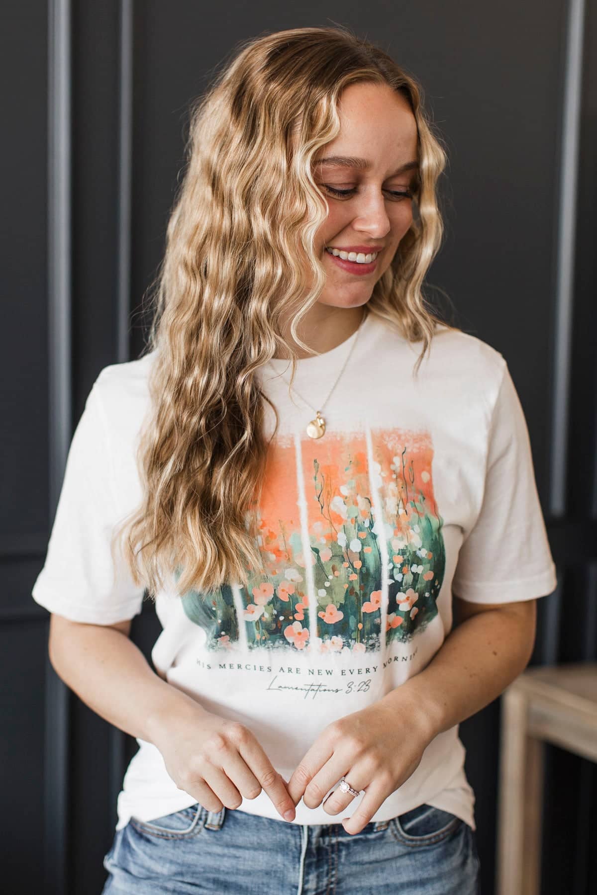 "His Mercies Are New" Verse Graphic Tee- White
