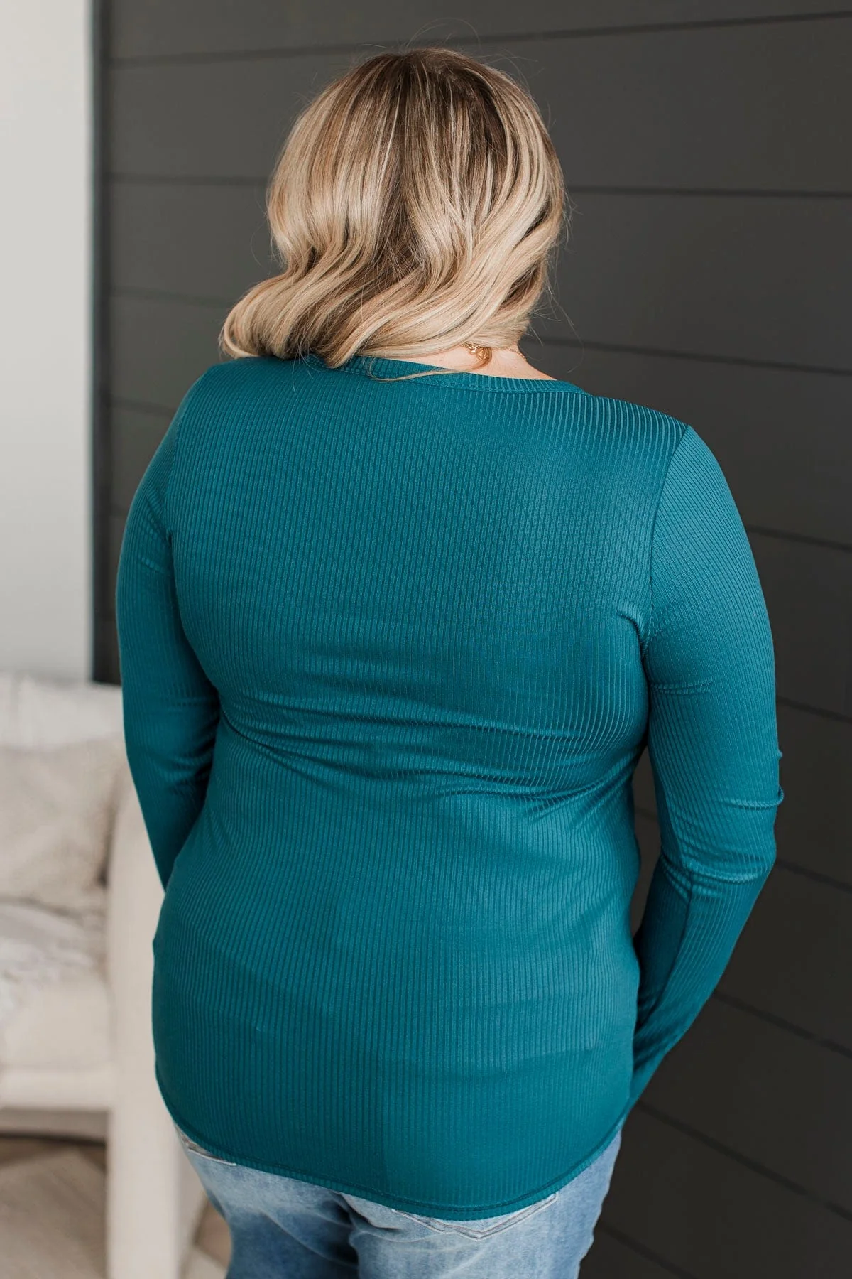 Hold Me Near Ribbed Knit Top- Teal - Image 8
