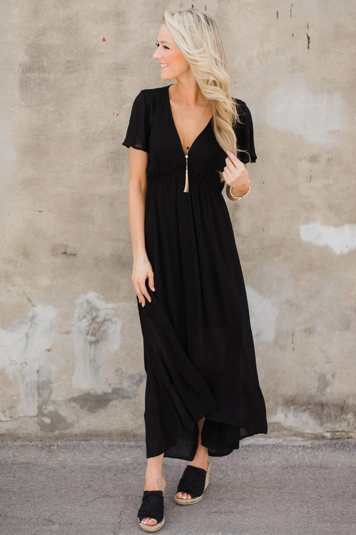 Hold Me Tight Hi-Lo Dress- Black - Image 3