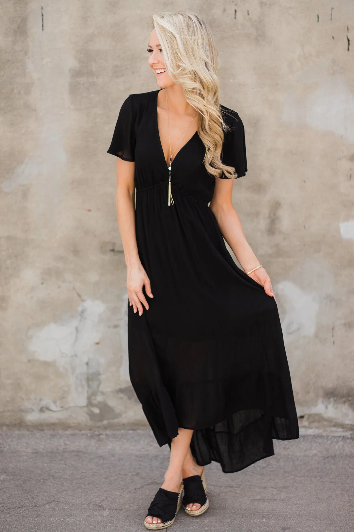 Hold Me Tight Hi-Lo Dress- Black - Image 4
