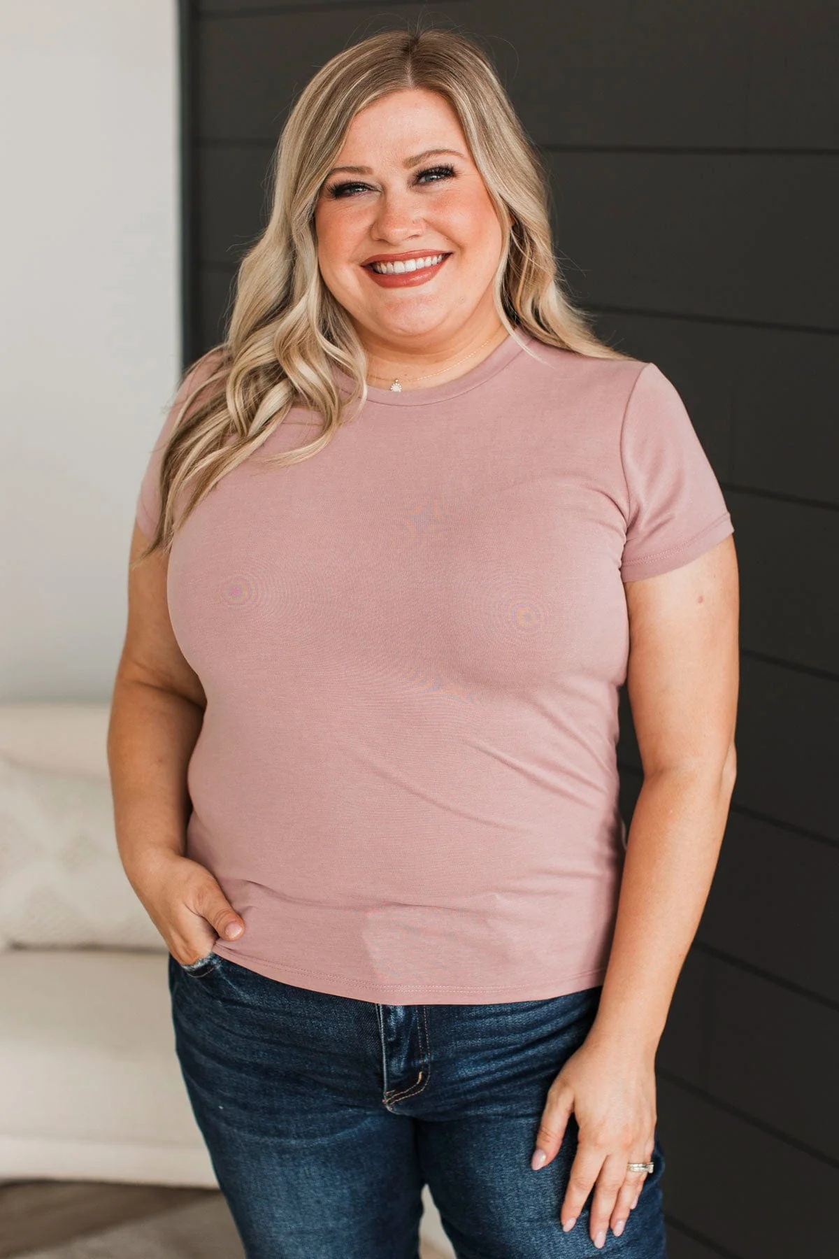 Hold On Forever Short Sleeve Top- Mauve - Image 2
