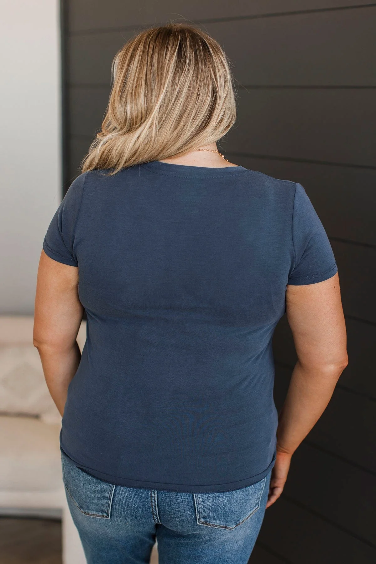 Hold On Forever Short Sleeve Top- Navy - Image 8