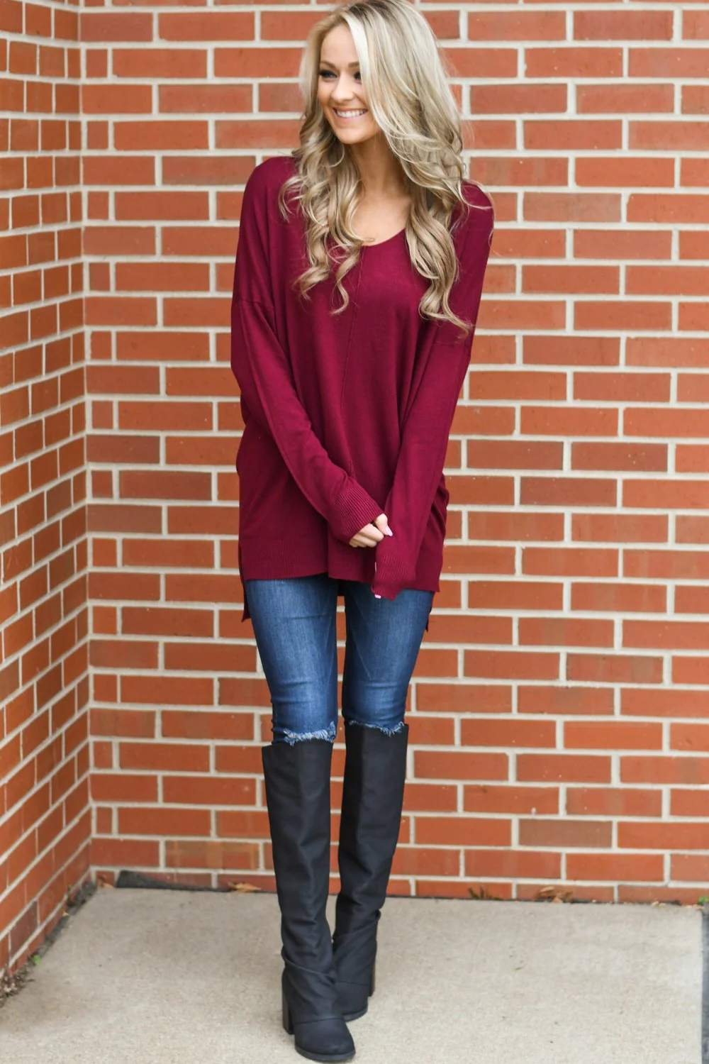 Hold On To Me Sweater ~ Wine - Image 2