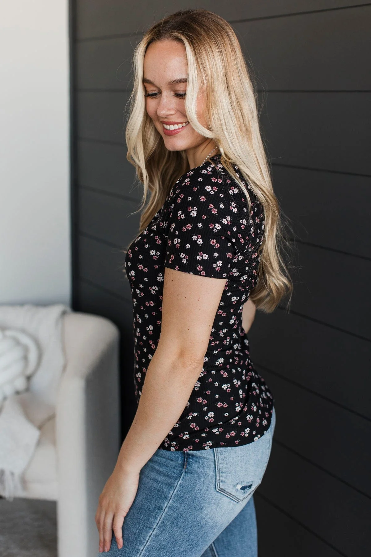 Hold Out Your Hand Floral Top- Black - Image 5