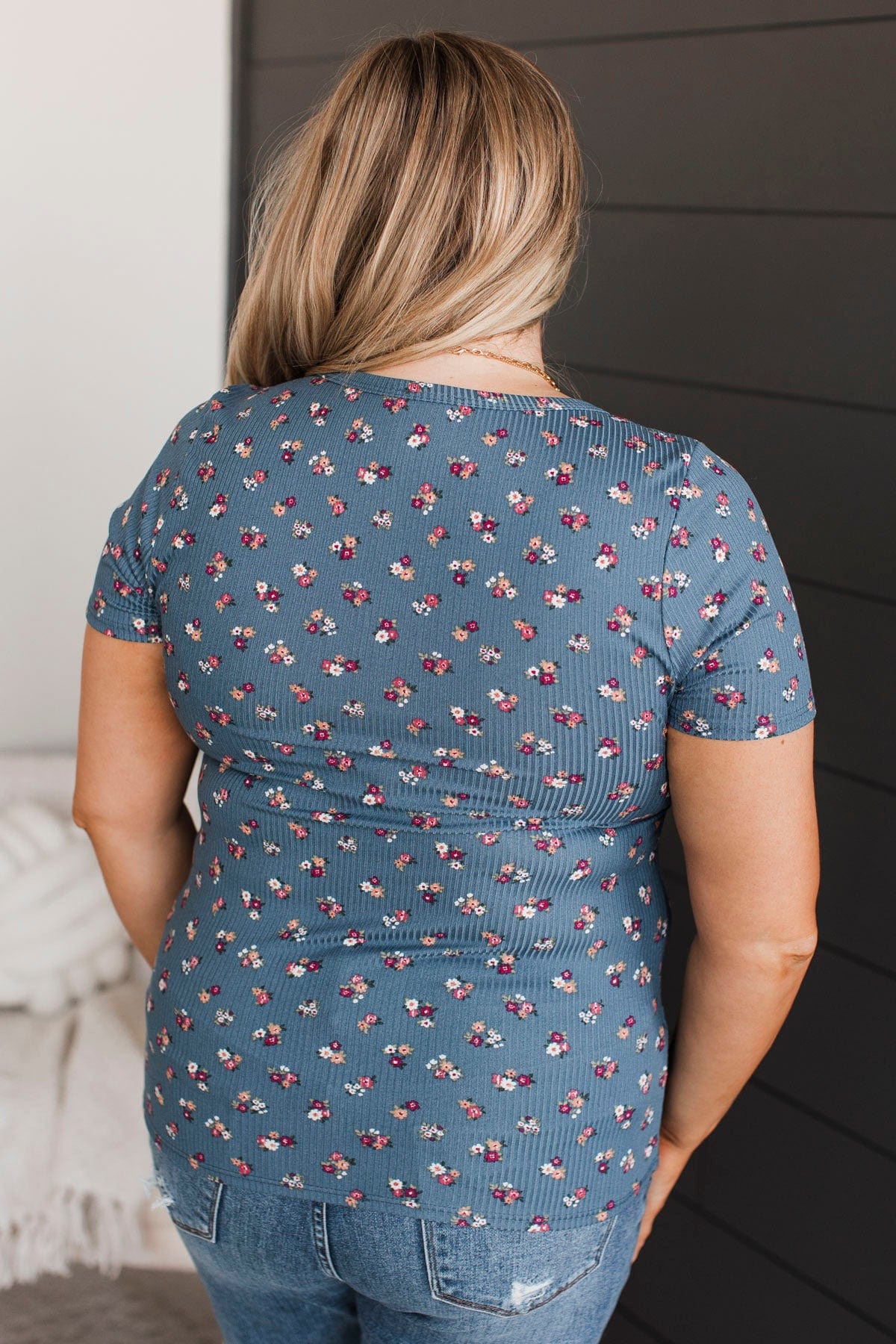 Hold Out Your Hand Floral Top- Denim Blue - Image 7