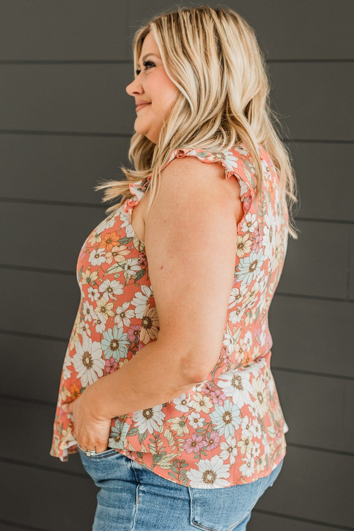 Hold You Near Floral Top- Coral - Image 6